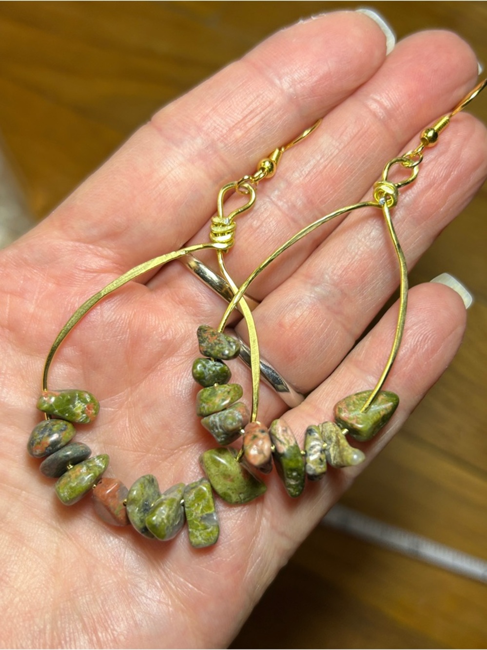3/$25 Unakite Stone Teardrop Earrings